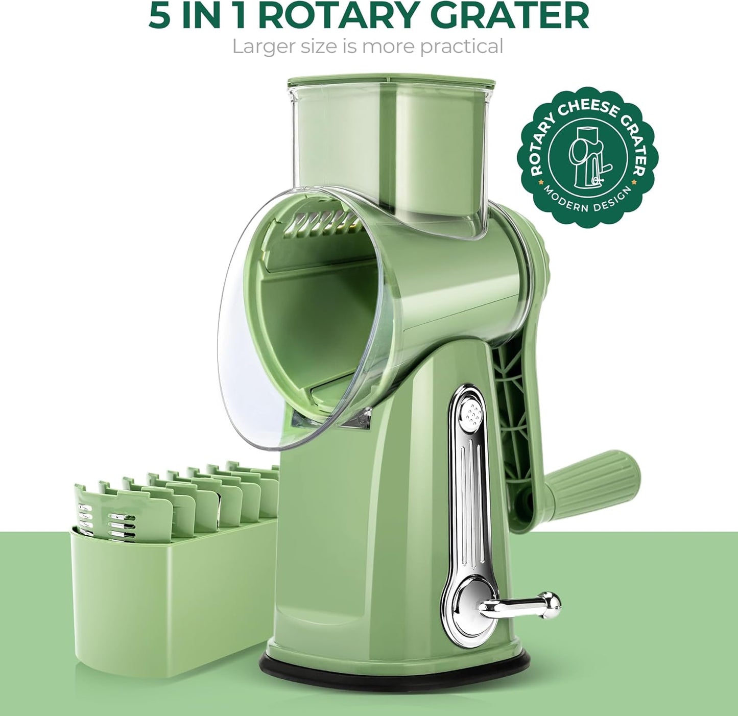Effortless 5-Blade Rotary Kitchen Slicer
